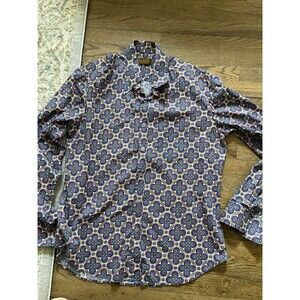 Chenaski Mens 70s Style Retro Red/Creme/Brown Moloko Funky Disco Shirt XXL 90’s